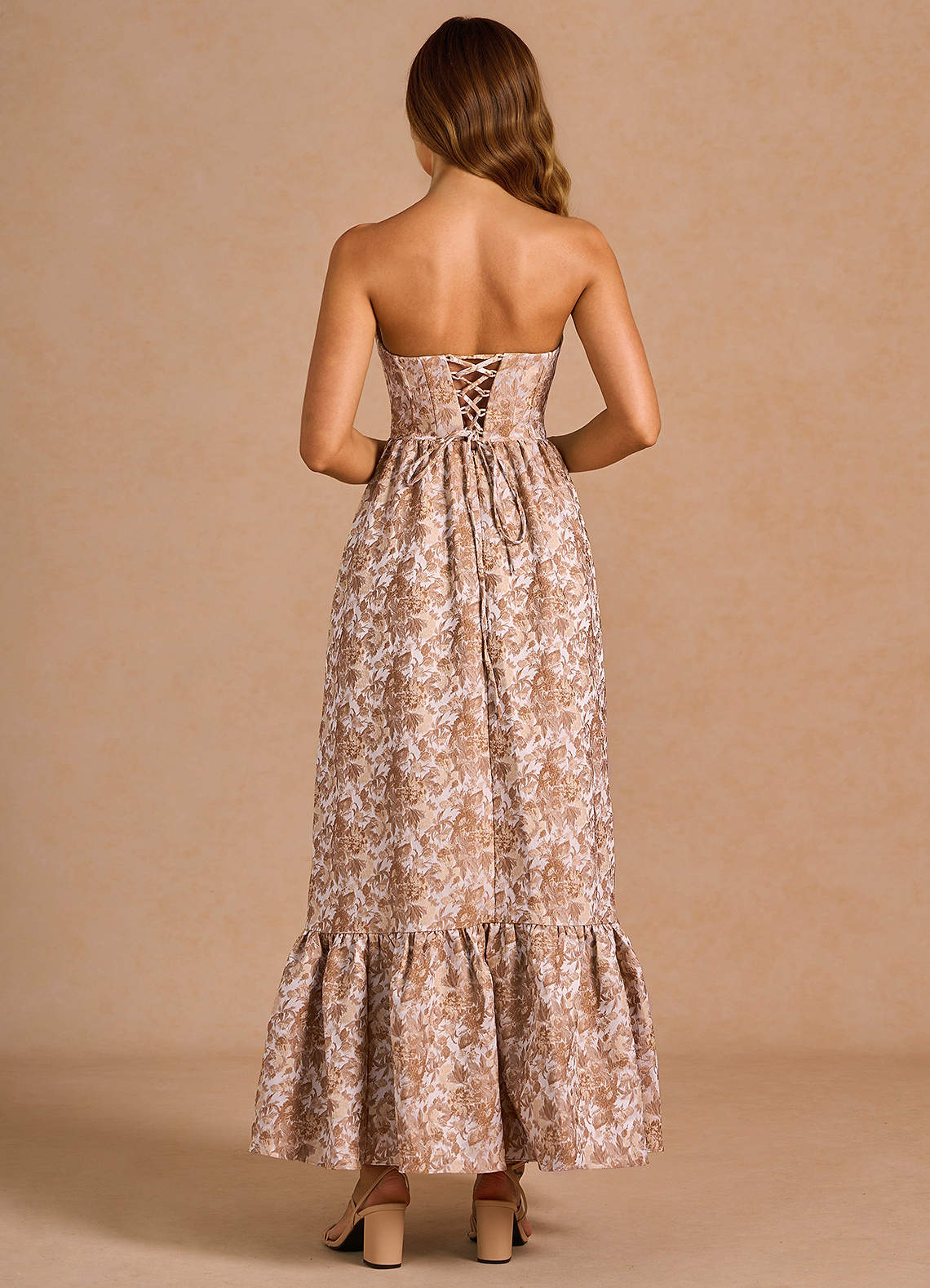 Soline Brown Multi Maxi Dress  Dress - WSBYTLP