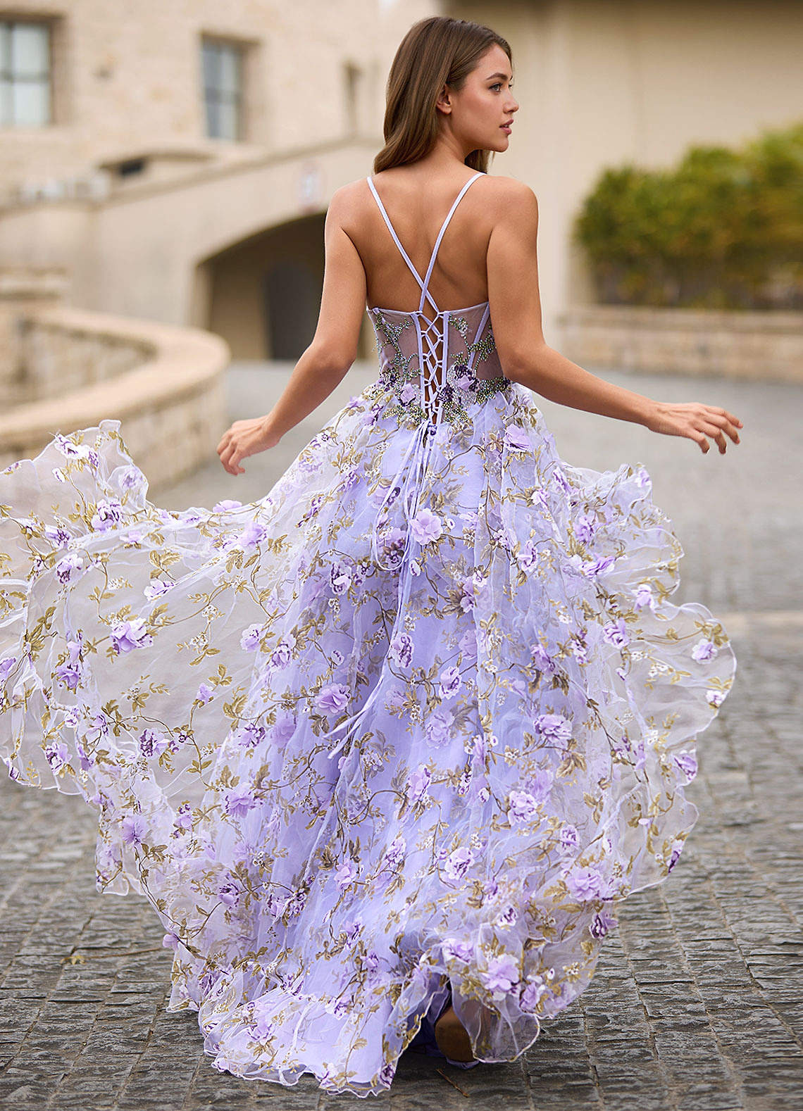 Elara Light Purple 3D Floral Prom Dress  Dress - WSBYTLP