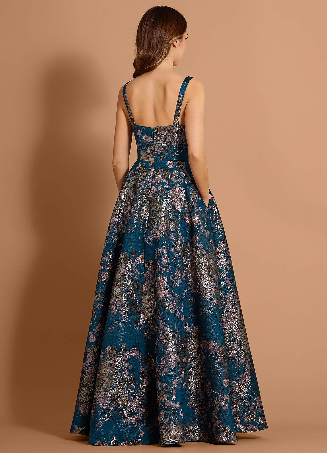 Arielle Teal Floral Maxi Dress  Dress - WSBYTLP