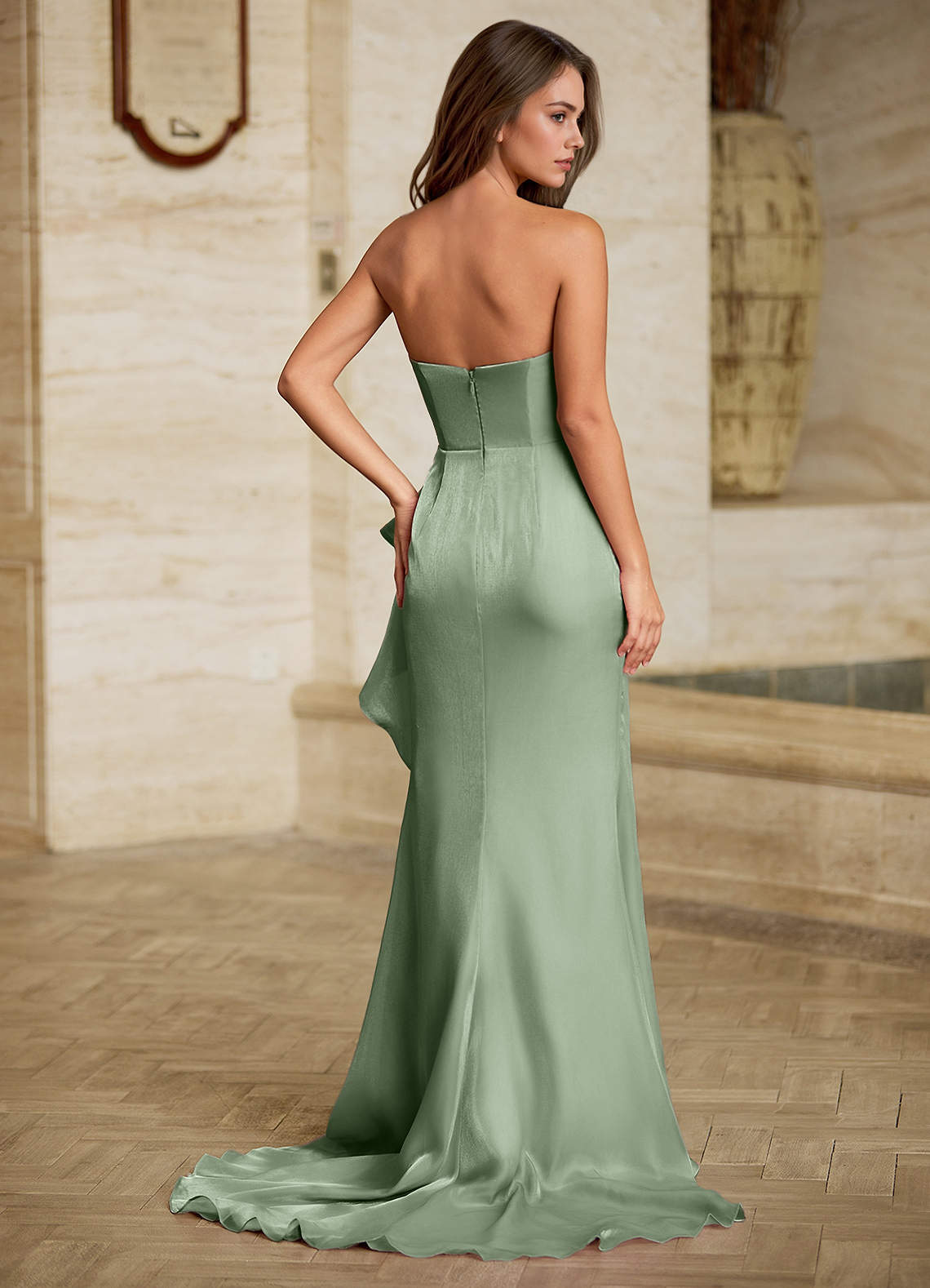Cressidia Sage Strapless Gown  Dress - WSBYTLP