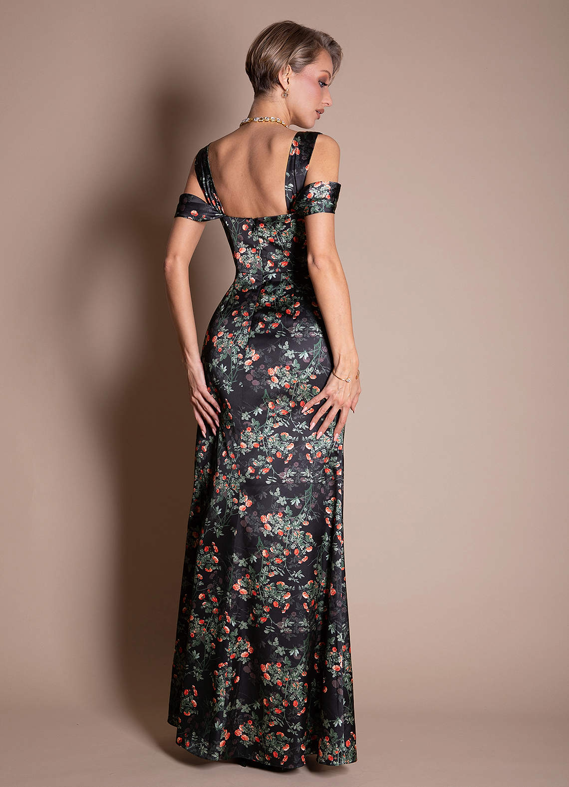 Atena Noir Rosette Maxi Dress  Dress - WSBYTLP