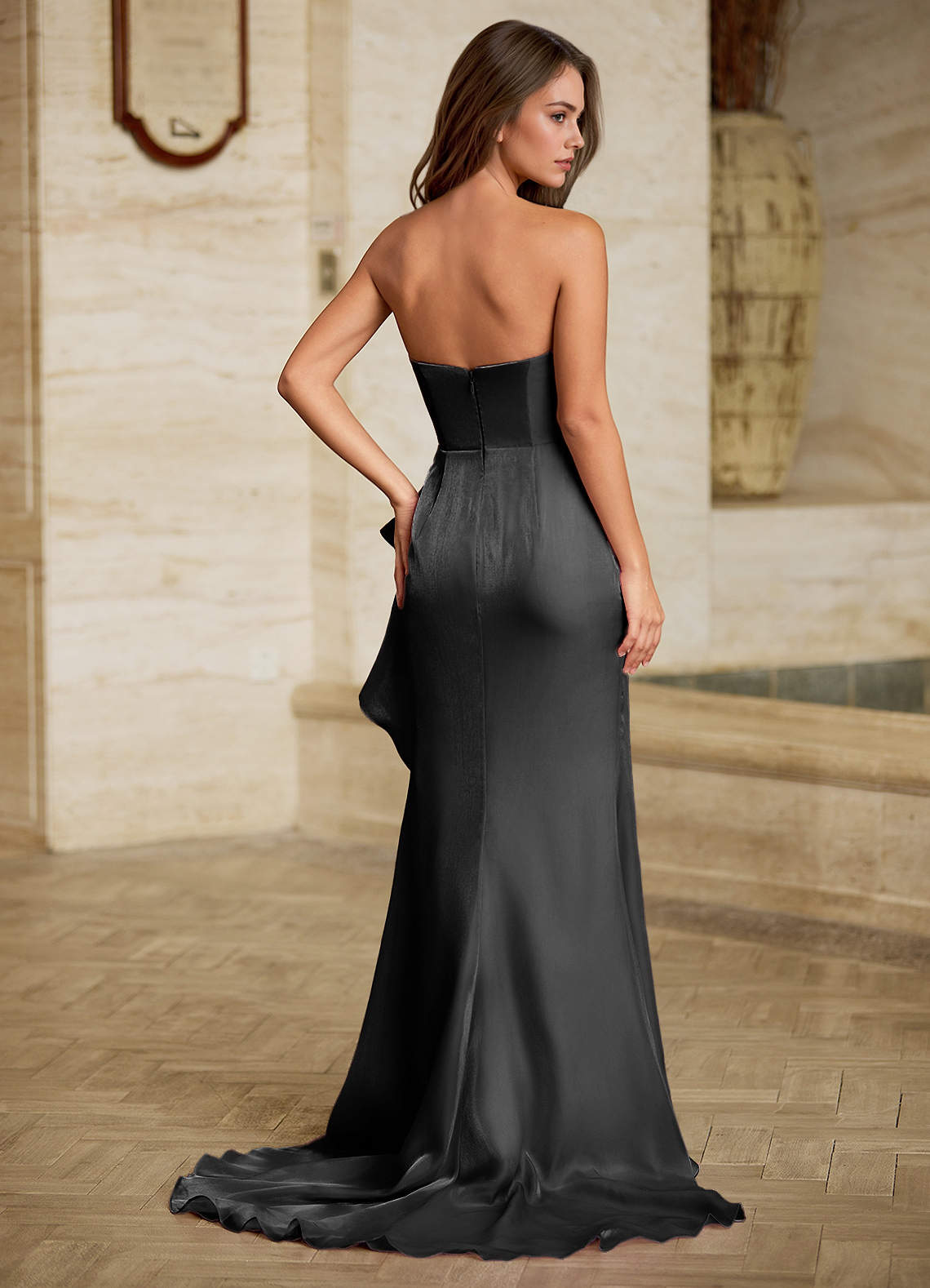 Cressidia Black Strapless Gown  Dress - WSBYTLP