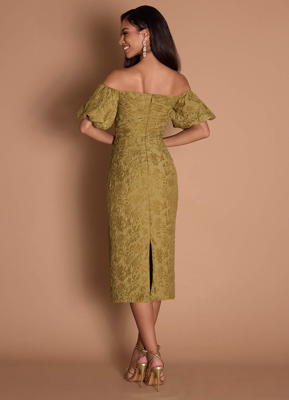 Corie Honey Bronze Midi Dress  Dress - WSBYTLP