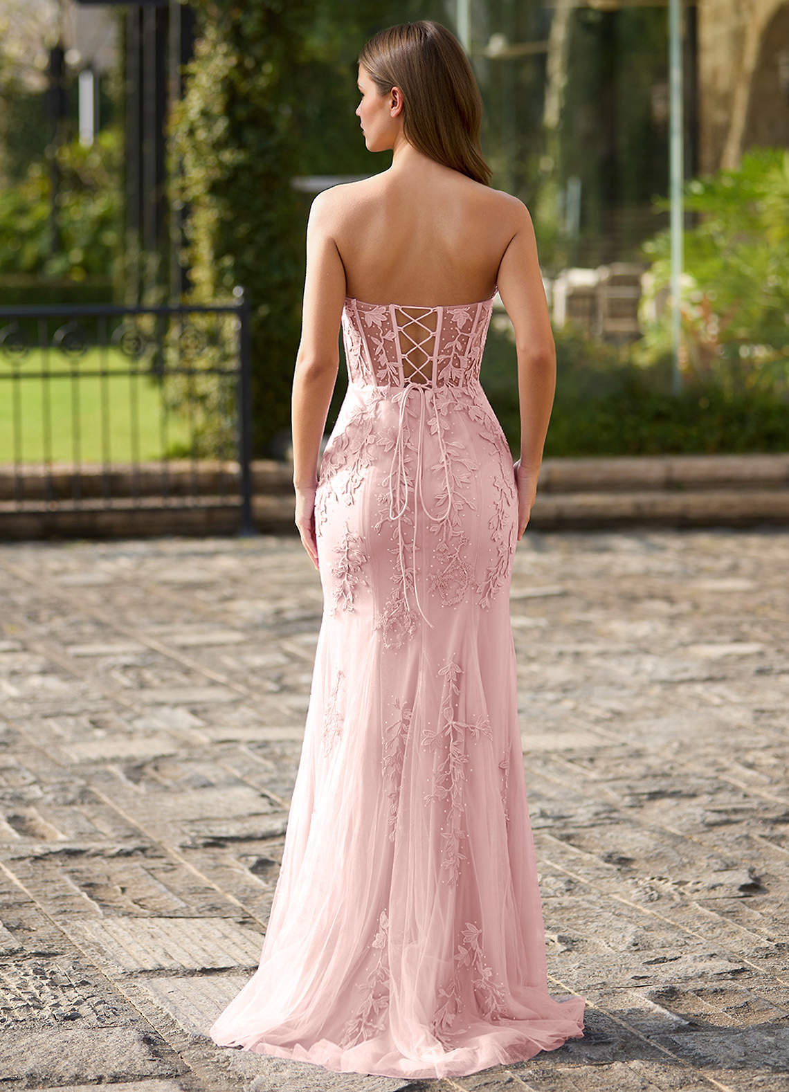 Lacefloral Pink Silk-Like Satin Prom Dress  Dress - WSBYTLP