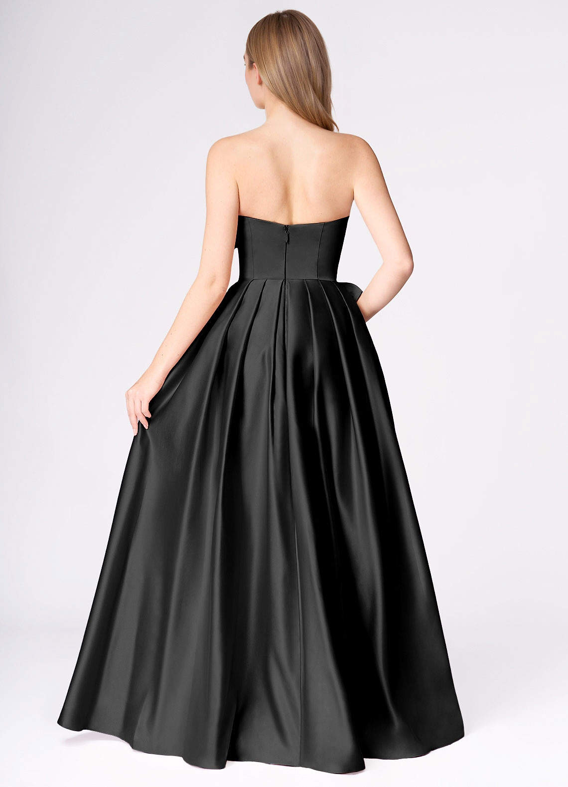 Miebow Black Strapless Illusion V-Neck Gown  Dress - WSBYTLP