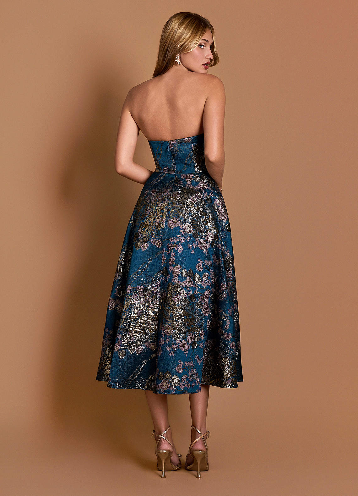 Marlie Teal Floral Midi Dress  Dress - WSBYTLP