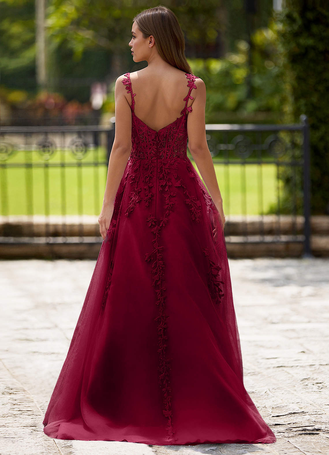 Dreamscape Burgundy A-Line Prom Dress  Dress - WSBYTLP