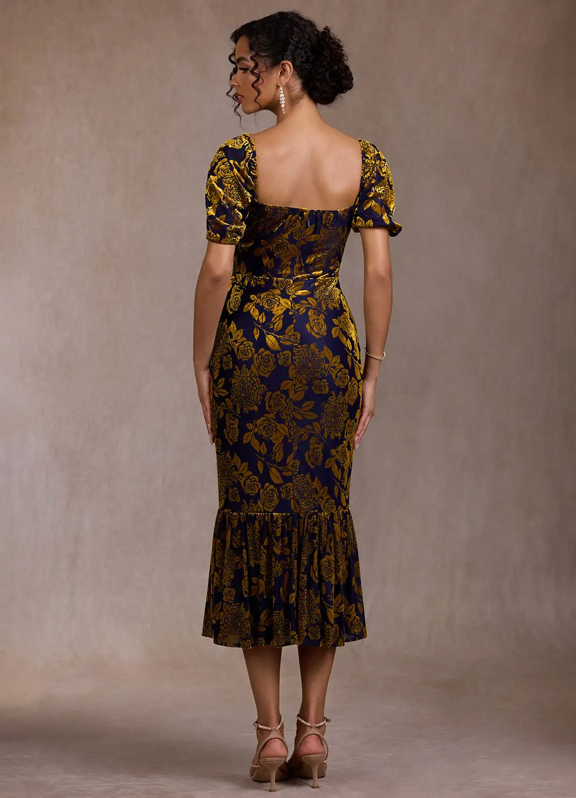 Ashanti Bronzed Navy Midi Dress  Dress - WSBYTLP
