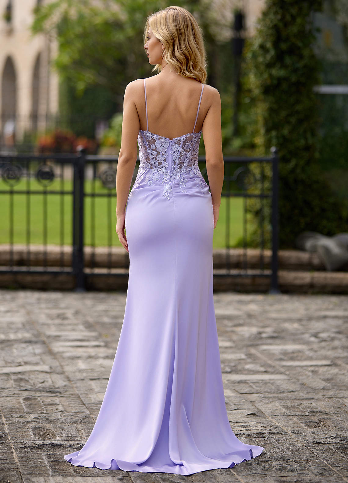 Pizzo Purple Beaded Jersey Column Gown  Dress - WSBYTLP
