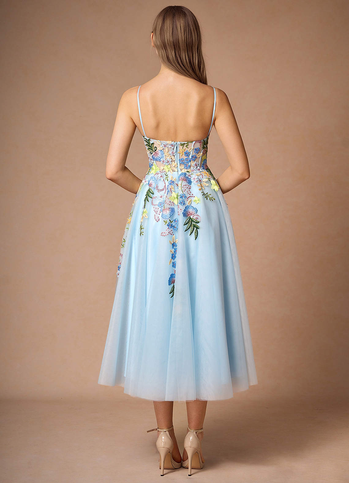 Iverine Sky Blue Multi Midi Dress  Dress - WSBYTLP