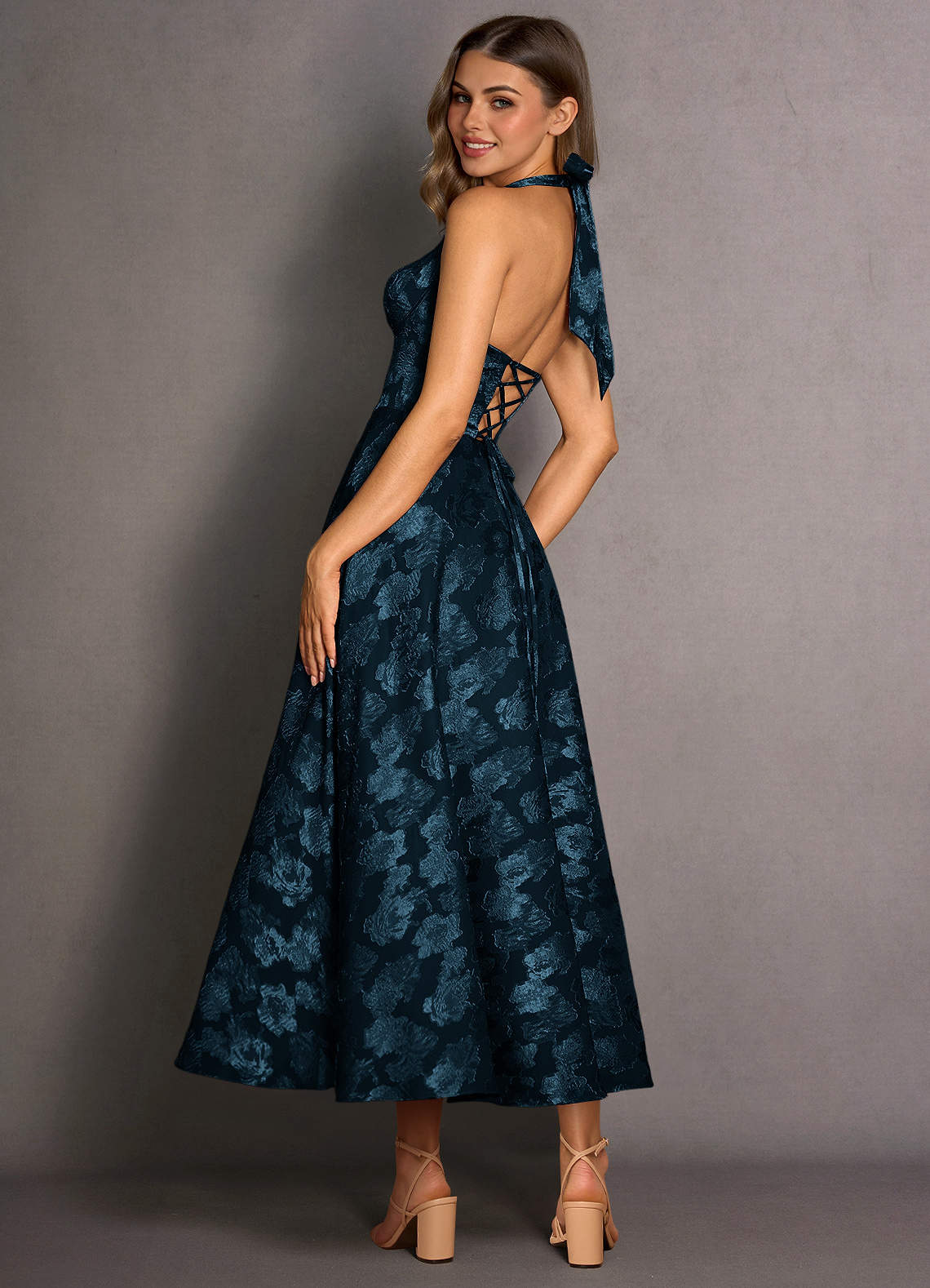 Isabeau Navy Midi Dress  Dress - WSBYTLP