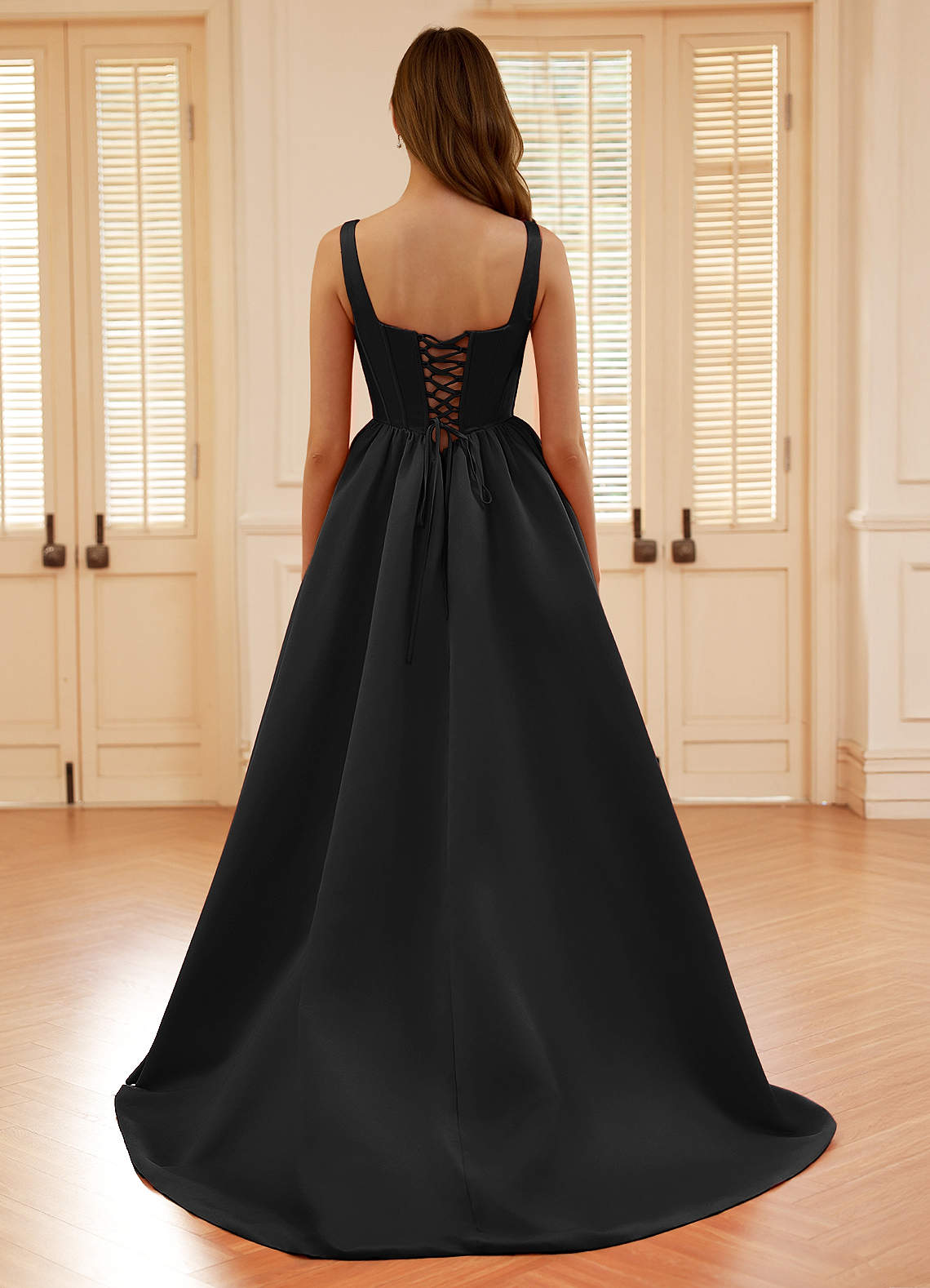 Blakellya Black A-Line Boned Corset Prom Dress  Dress - WSBYTLP