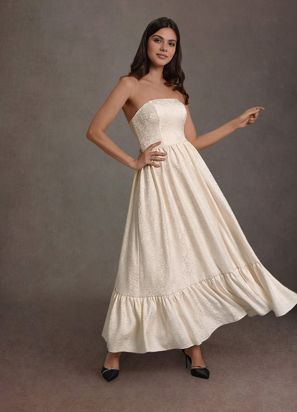 Sandy Cream Off Shoulder Maxi Dress  Dress - WSBYTLP