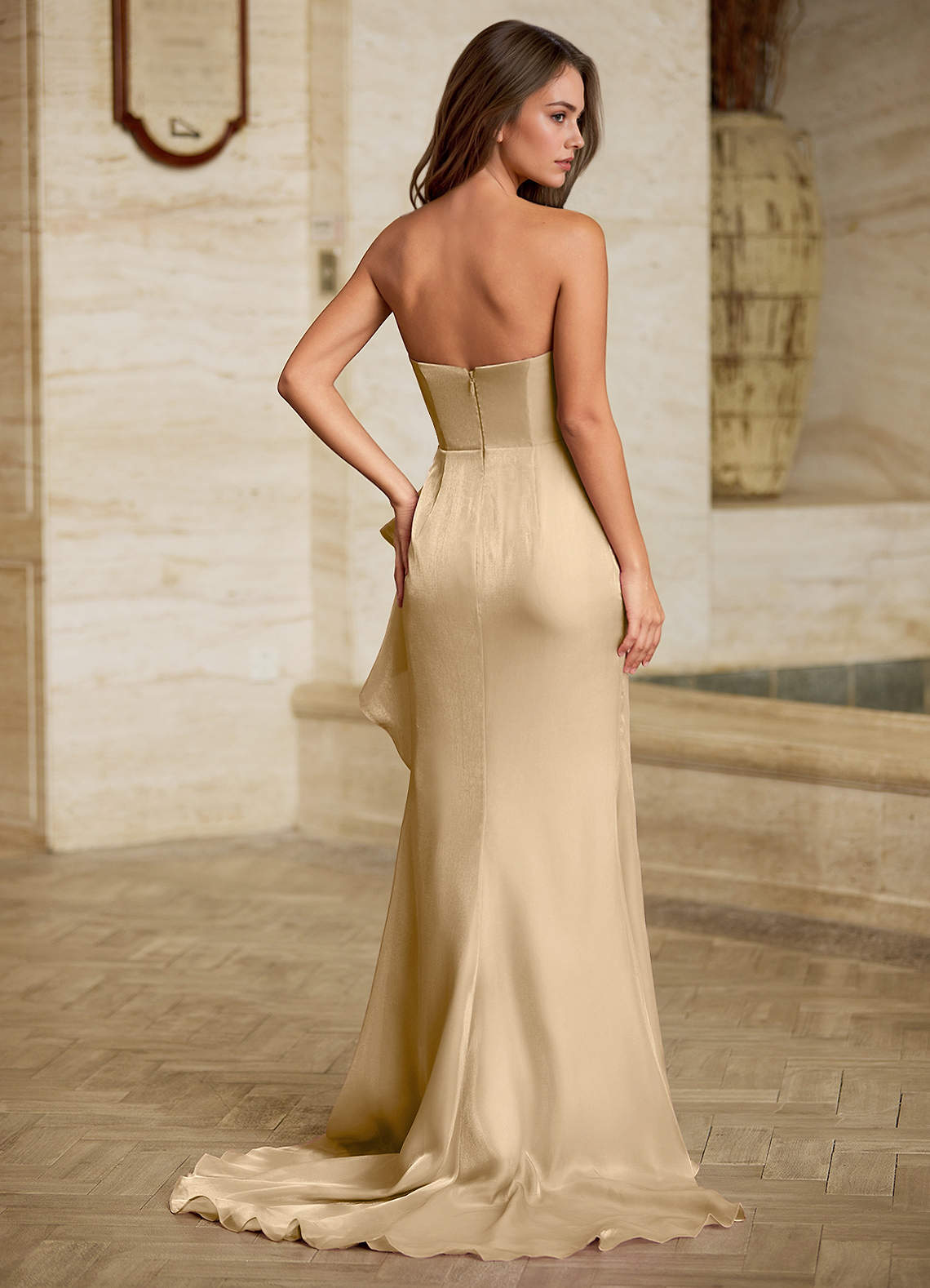 Cressidia Champagne Strapless Gown  Dress - WSBYTLP