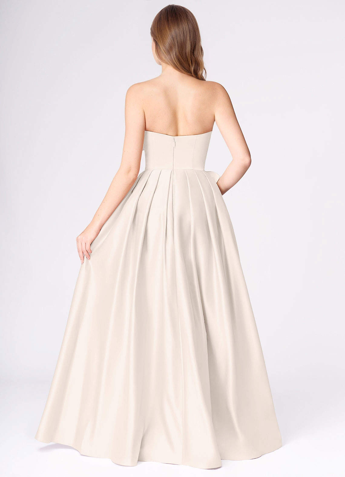 Miebow Cream Strapless Illusion V-Neck Gown  Dress - WSBYTLP