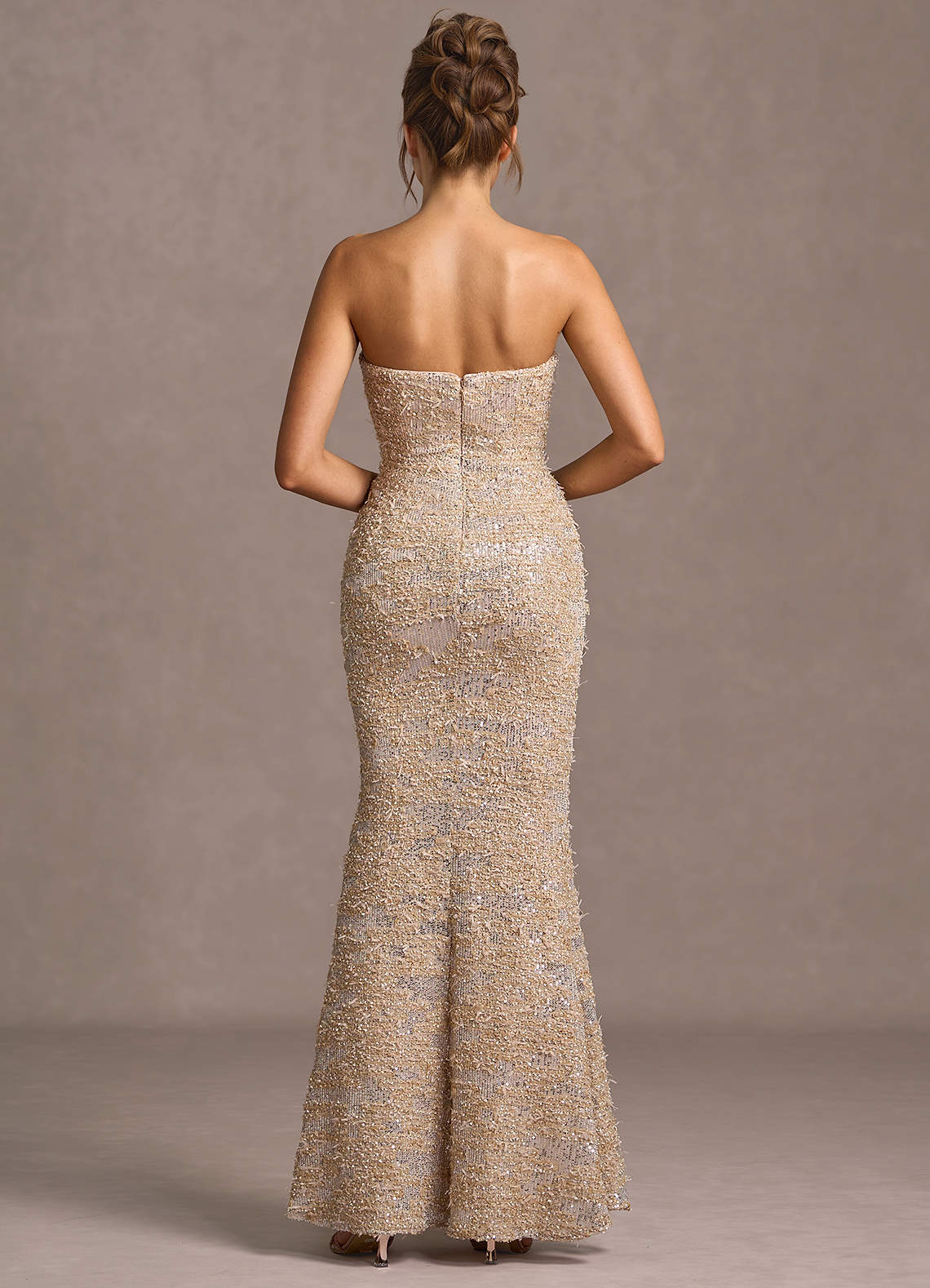 Daphne Champagne Sequins Maxi Dress  Dress - WSBYTLP