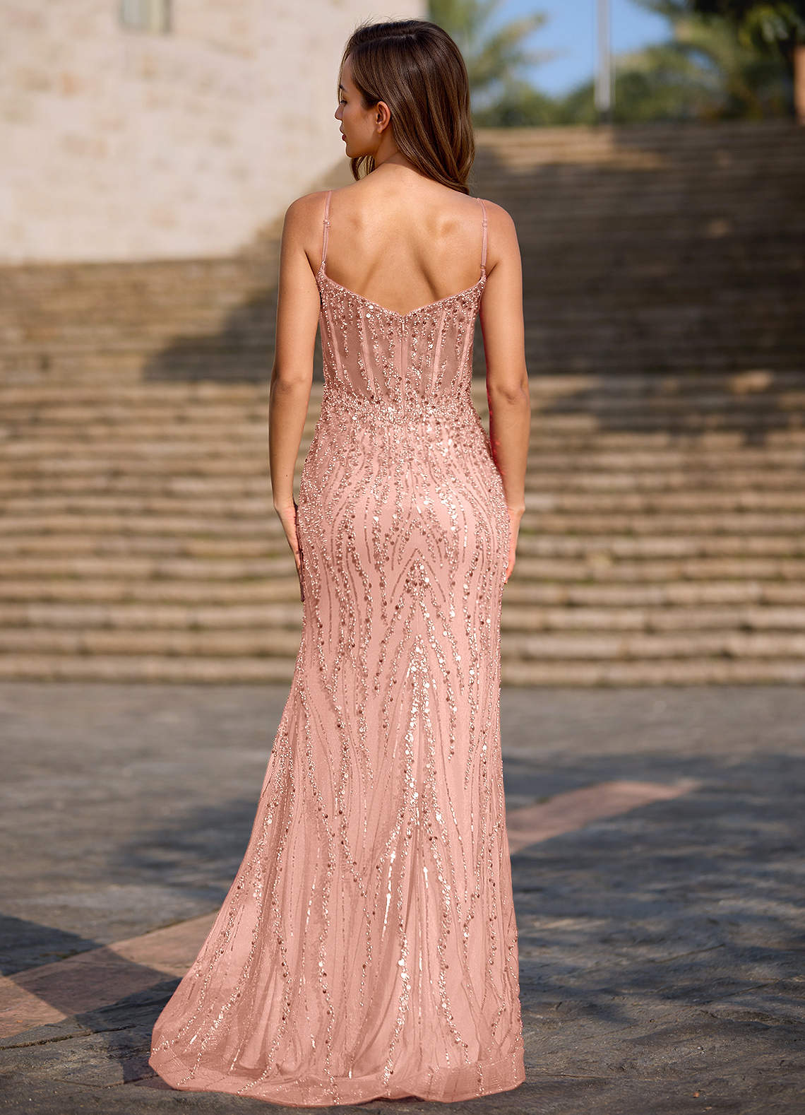 Dazzle Dusty Pink Mermaid Prom Dress  Dress - WSBYTLP