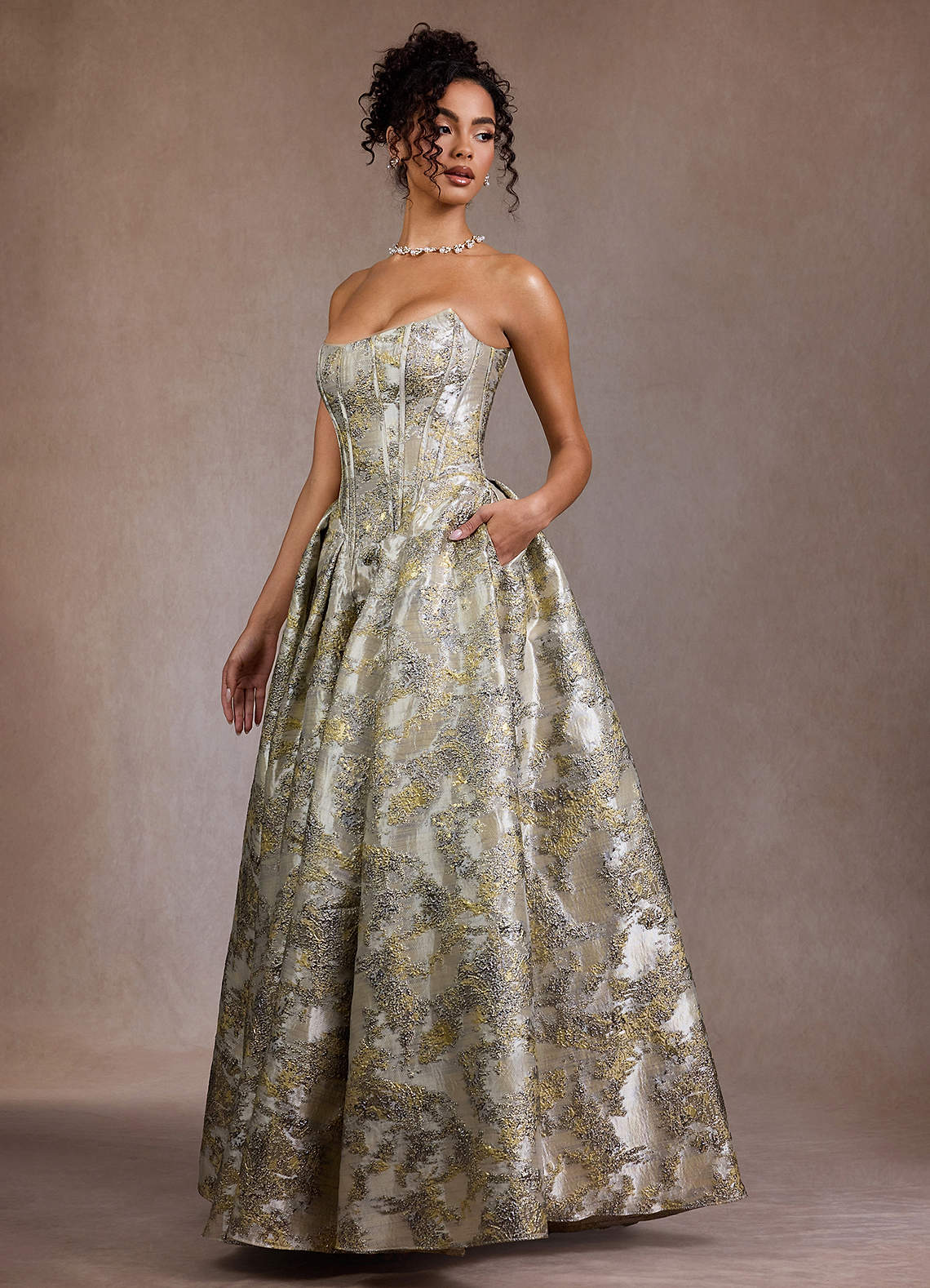 Mavis Gilded Silver Gown  Dress - WSBYTLP