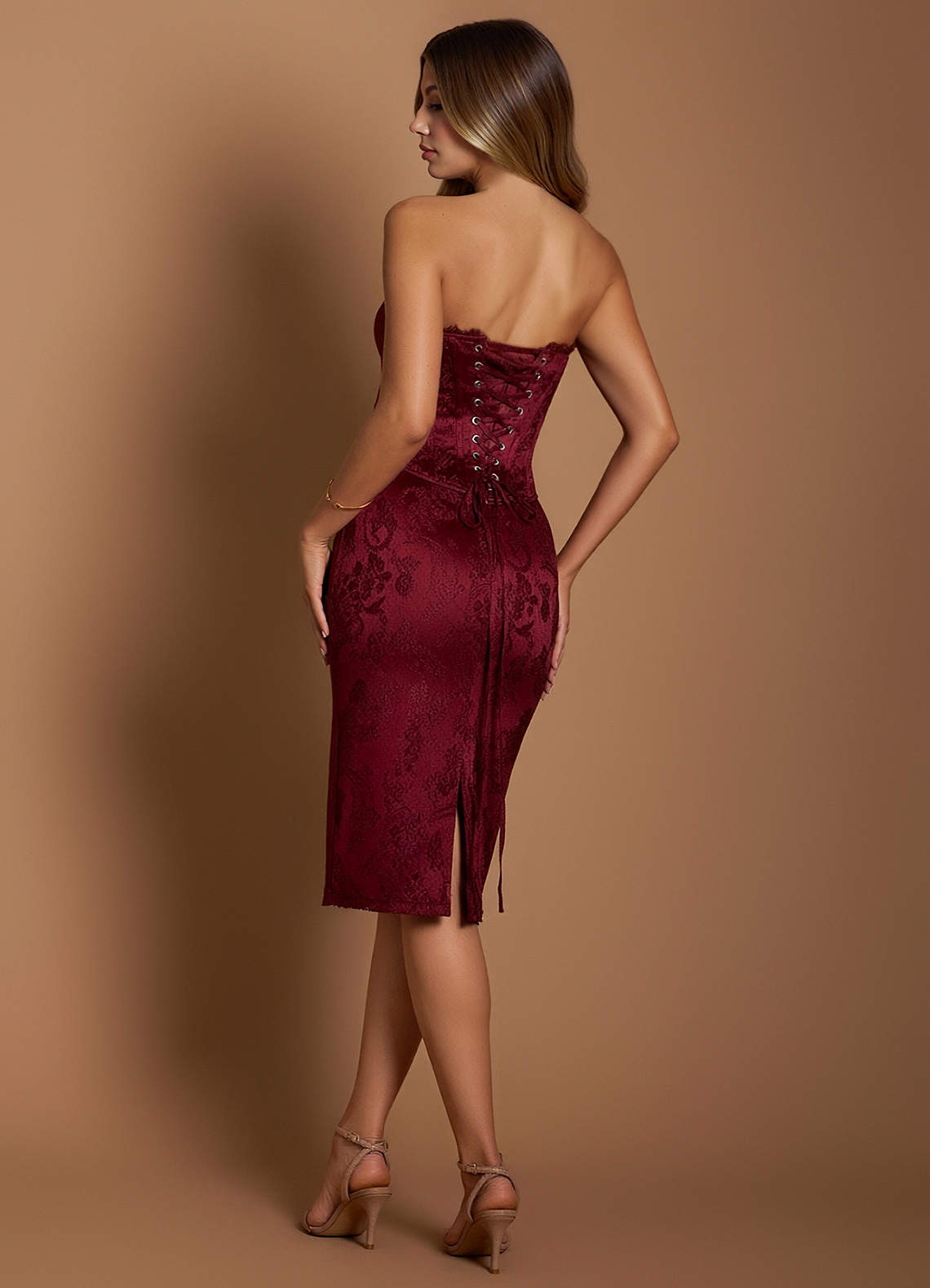 Noella Dark Raspberry Midi Dress  Dress - WSBYTLP