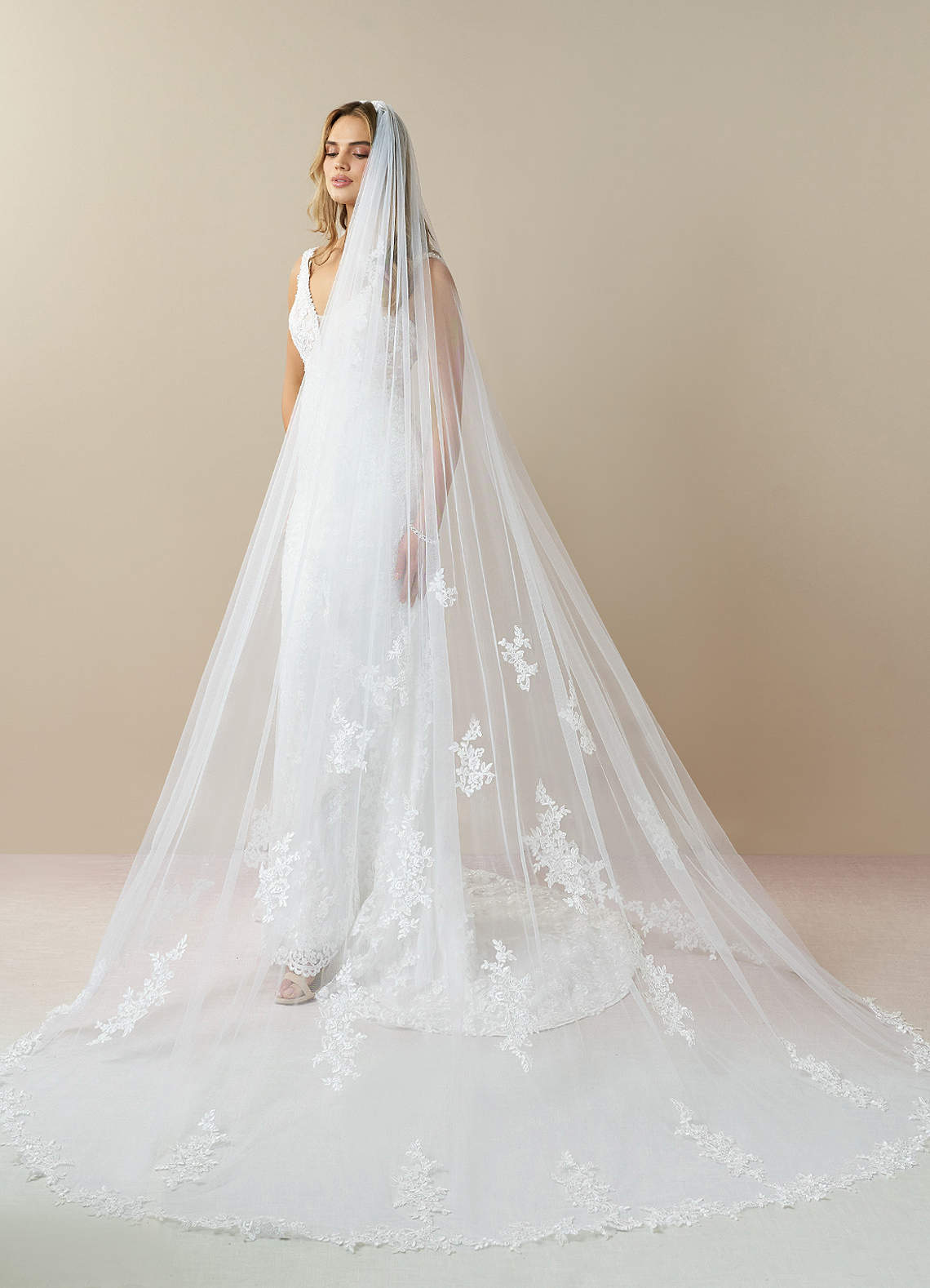 Diamond And Lace Cathedral Veil - WSBYTLP