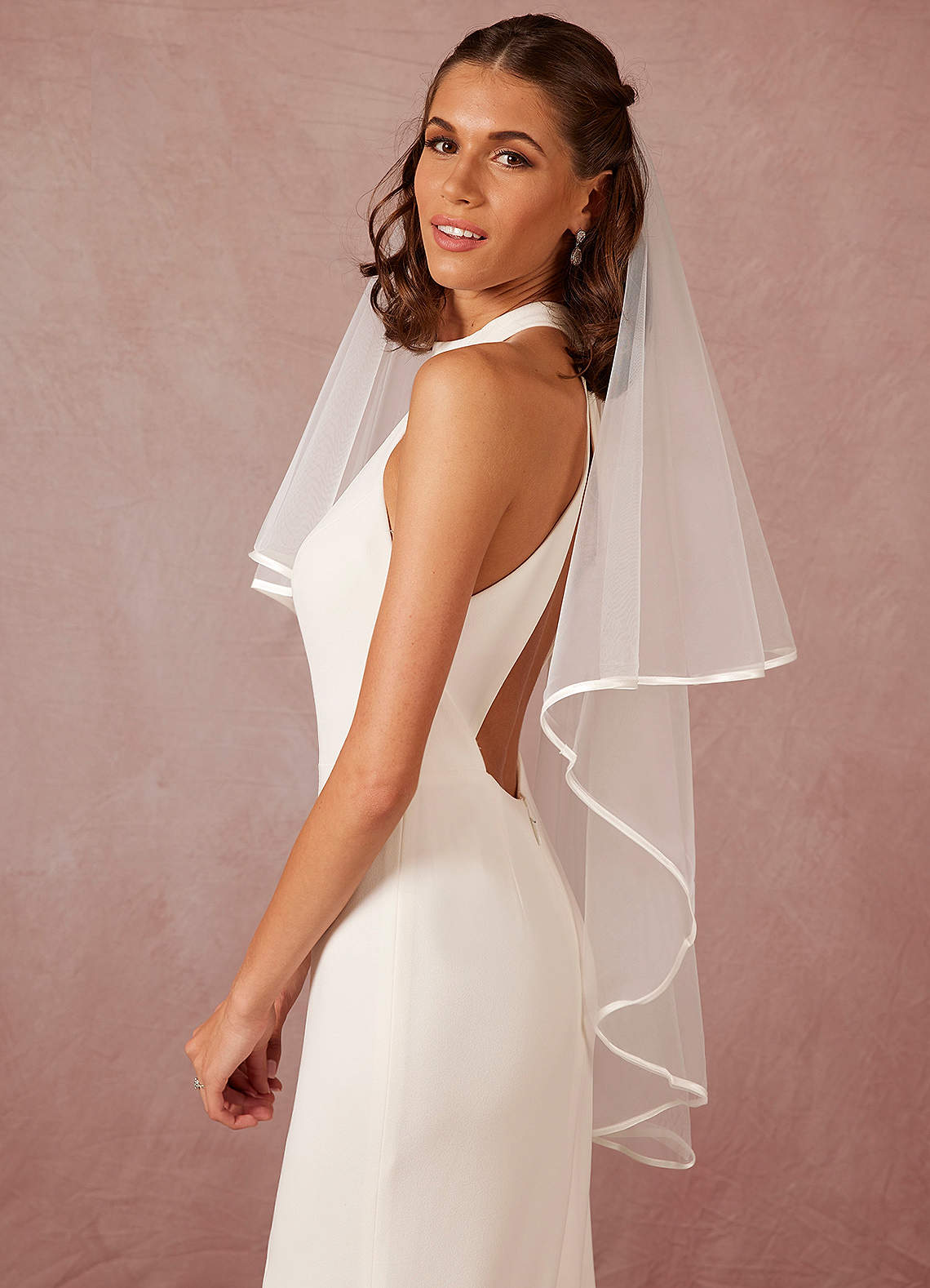 Jaffe Ribbon Fingertip Veil With Blusher - WSBYTLP