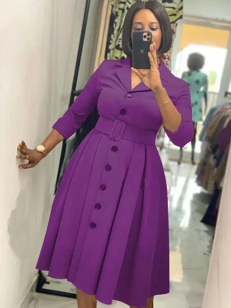 Elegant Office Midi Dress - SCFUDI