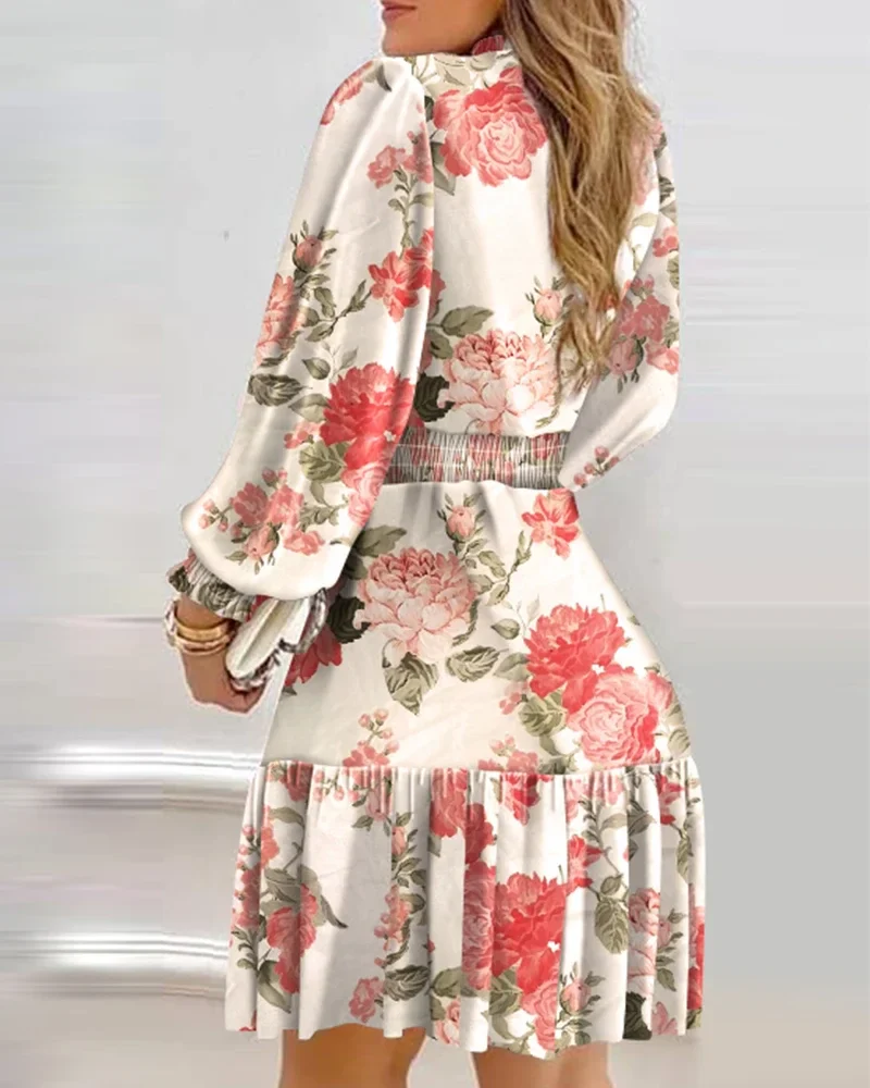Autumn Floral Ruffle Dress - SCFUDI