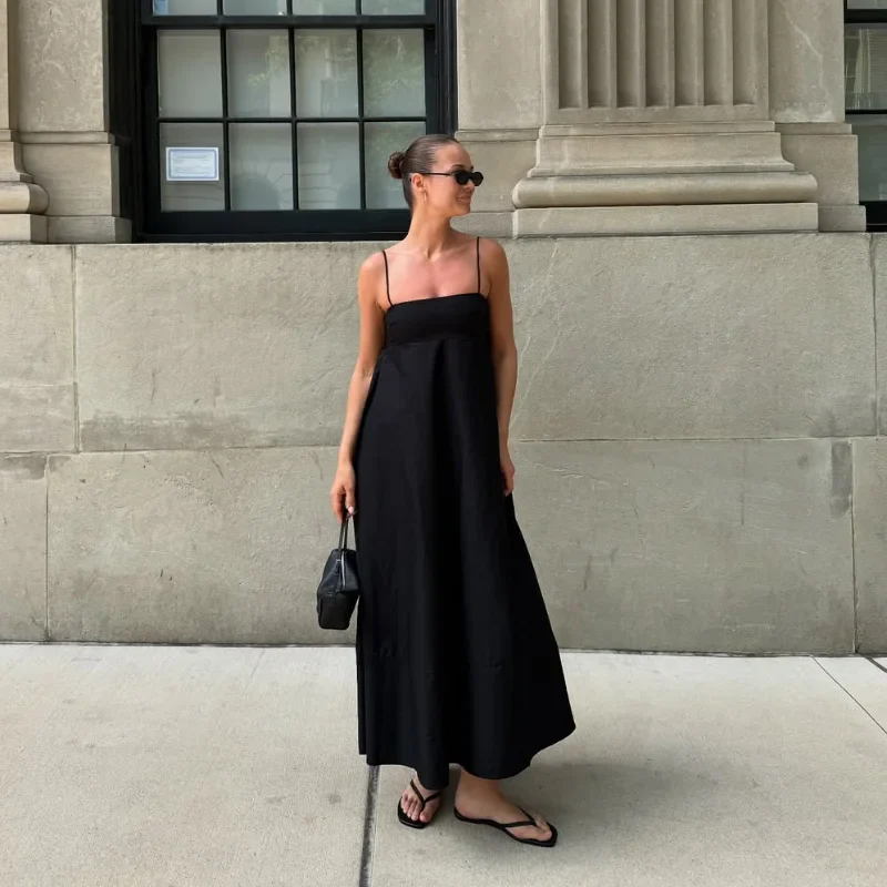 Black Backless Long Dress - SCFUDI