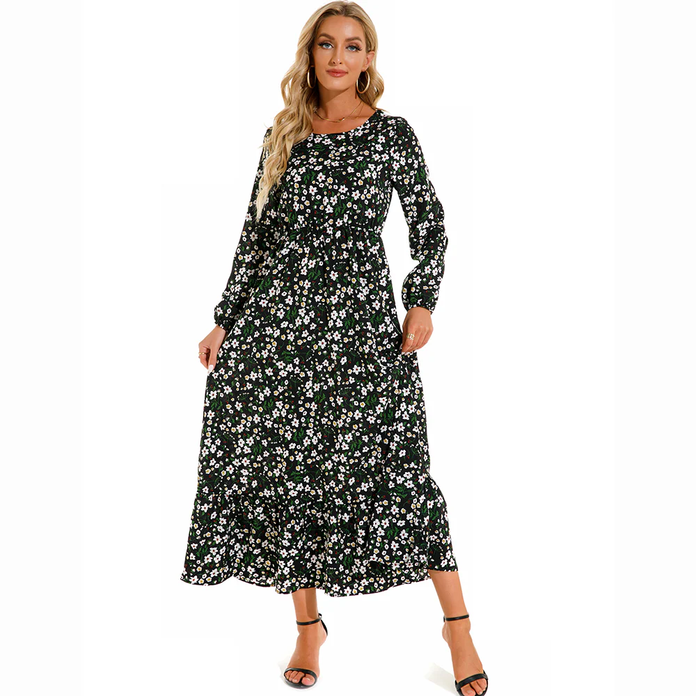 Floral Bohemian Chiffon Maxi Dress - SCFUDI