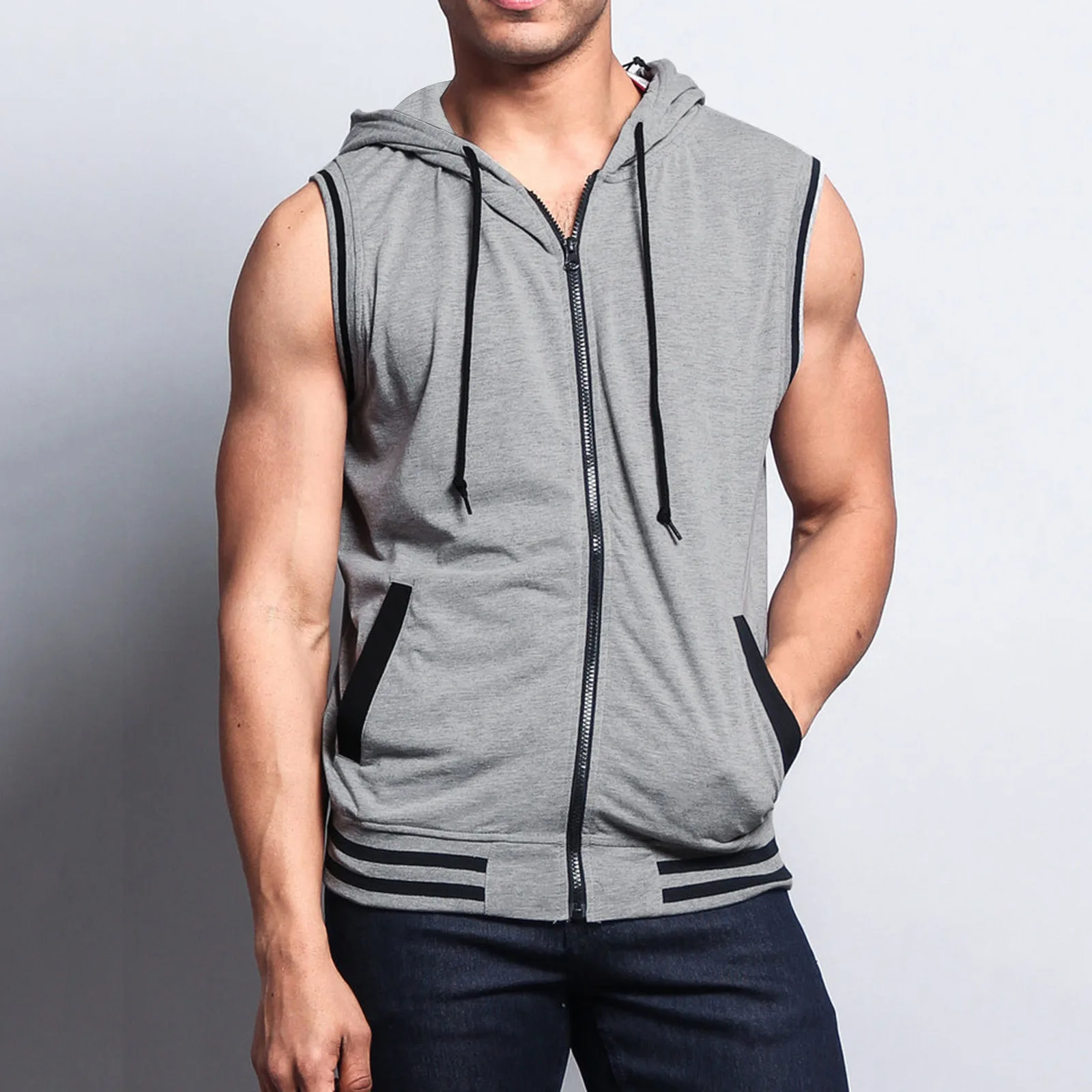 Men Zipper Hoodie Tank Top - SCFUDI