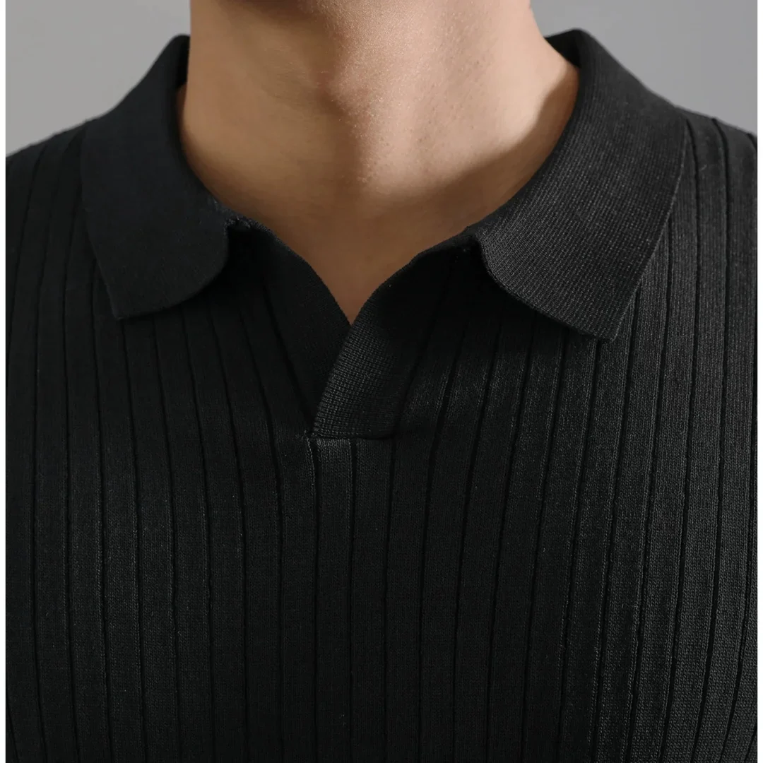 Breathable Striped Polo Shirt - SCFUDI