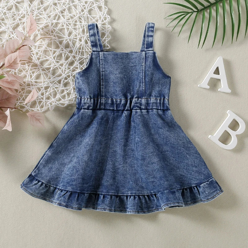 Sleeveless Denim Toddler Dress - SCFUDI