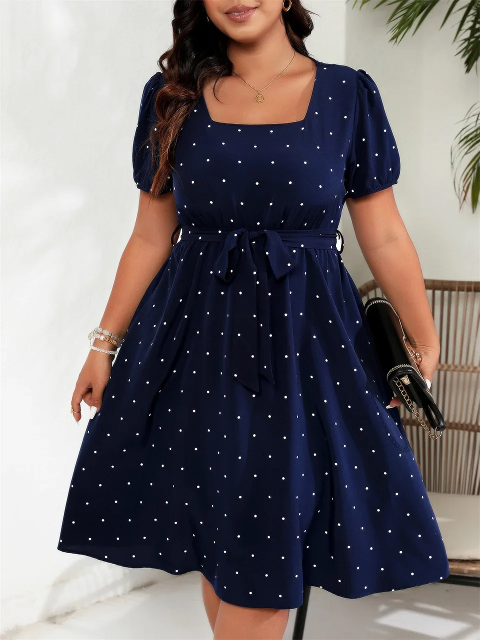 Plus Size Polka Dot Dress - SCFUDI
