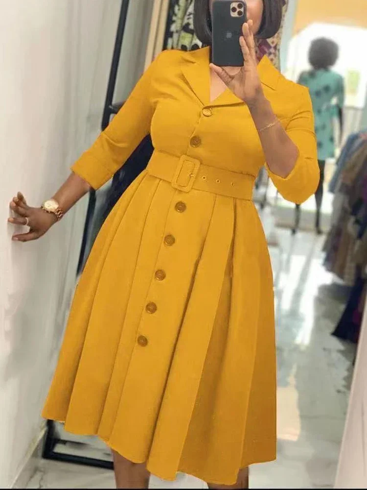 Elegant Office Midi Dress - SCFUDI
