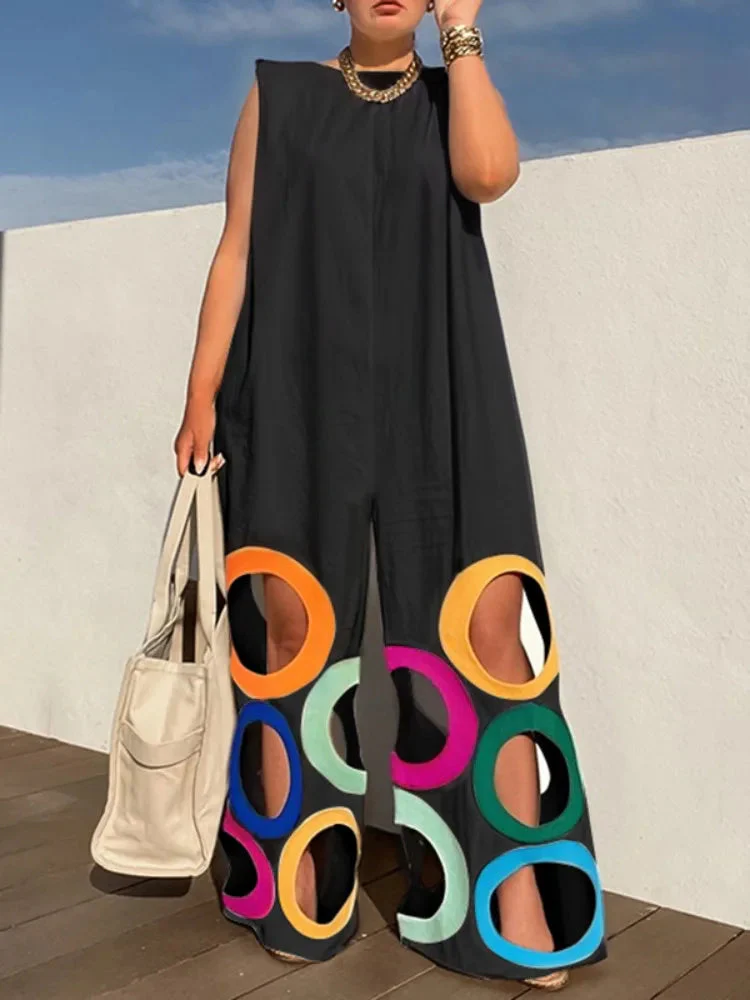 Women Rainbow Wide Jumpsuits - SCFUDI