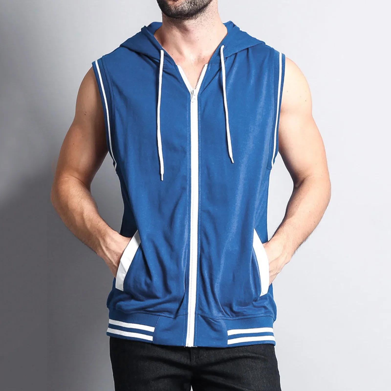 Men Zipper Hoodie Tank Top - SCFUDI