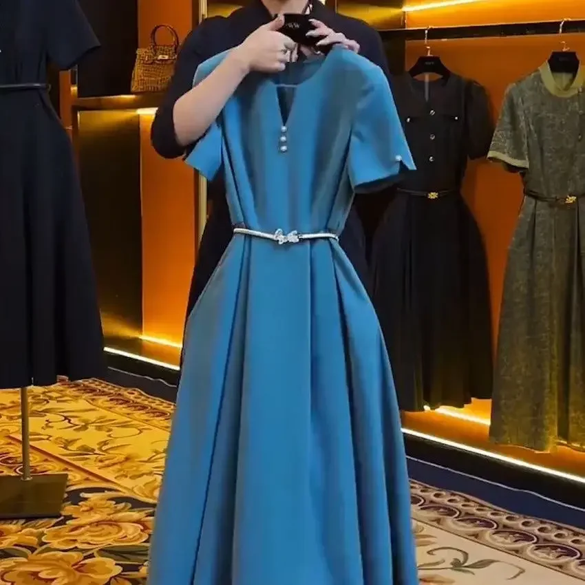 Elegant Blue Long Dress - SCFUDI