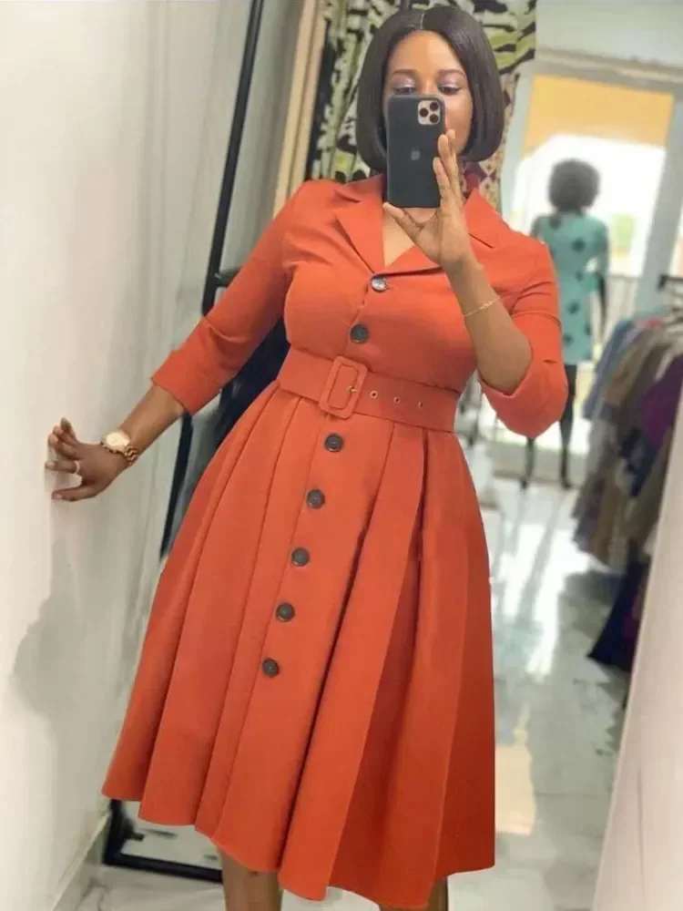 Elegant Office Midi Dress - SCFUDI