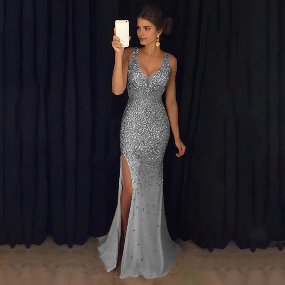 Sequin Mesh Evening Party Dress - SCFUDI