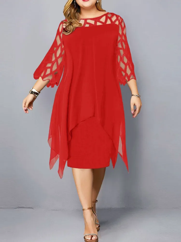 Plus Size Curvy Midi Dress - SCFUDI