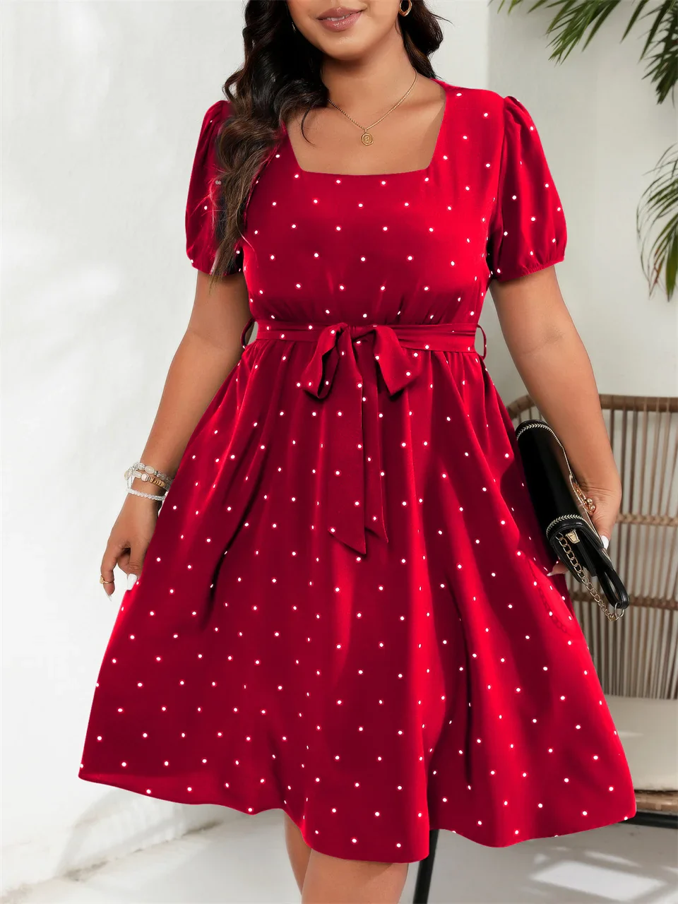 Plus Size Polka Dot Dress - SCFUDI