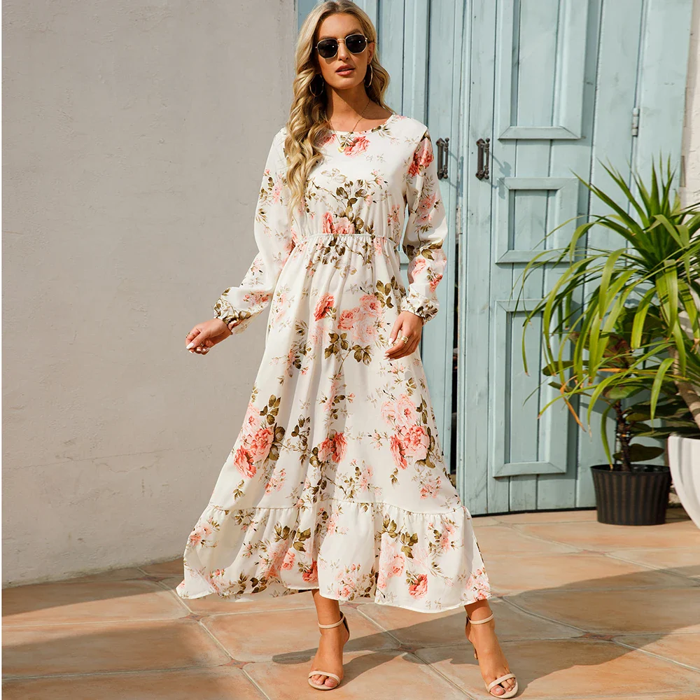 Floral Bohemian Chiffon Maxi Dress - SCFUDI