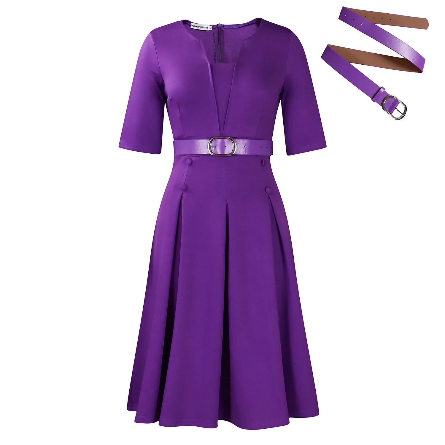 Plus-Size Autumn Midi Dress - SCFUDI