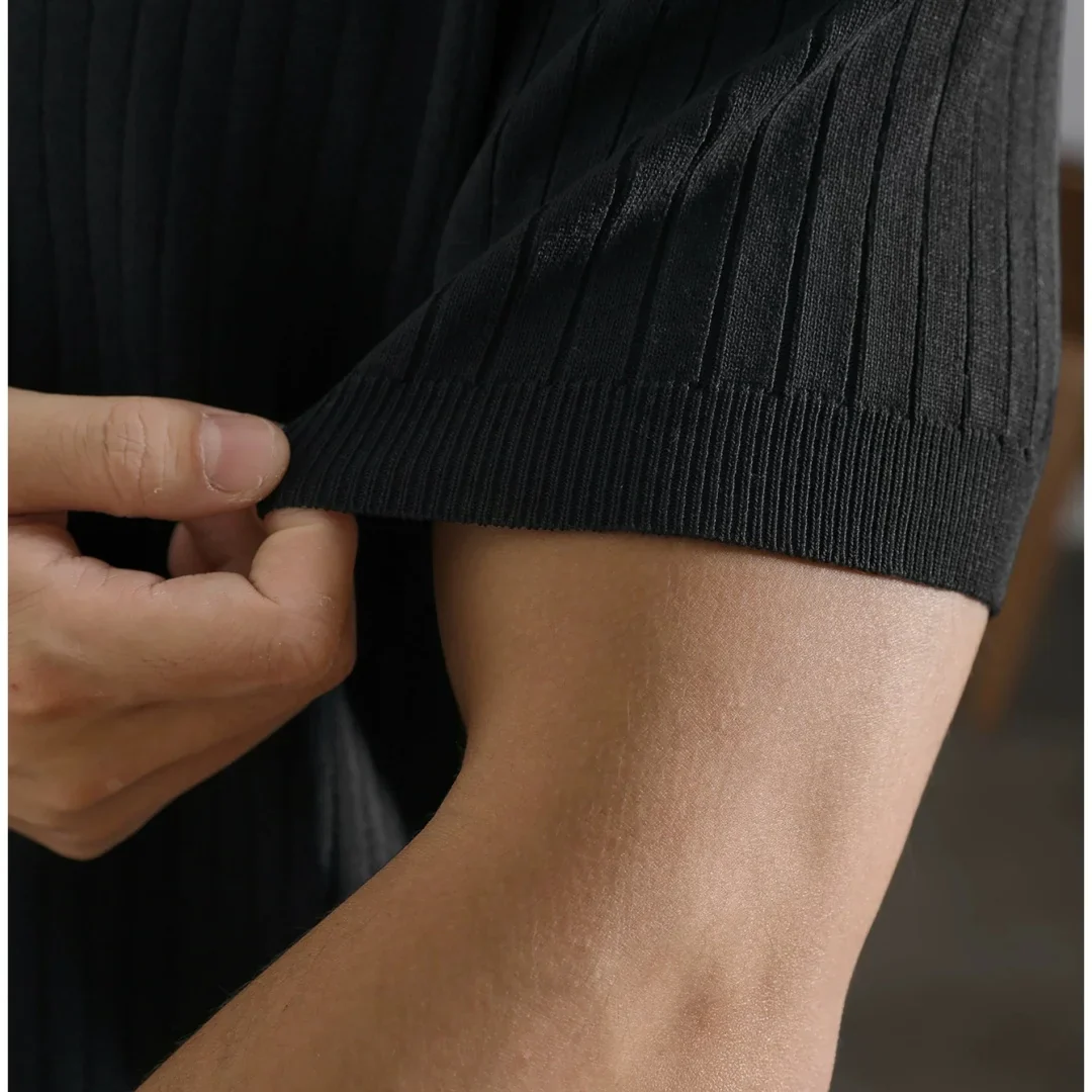 Breathable Striped Polo Shirt - SCFUDI