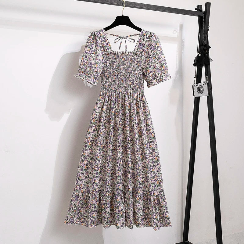 Summer Pleated Chiffon Dress - SCFUDI