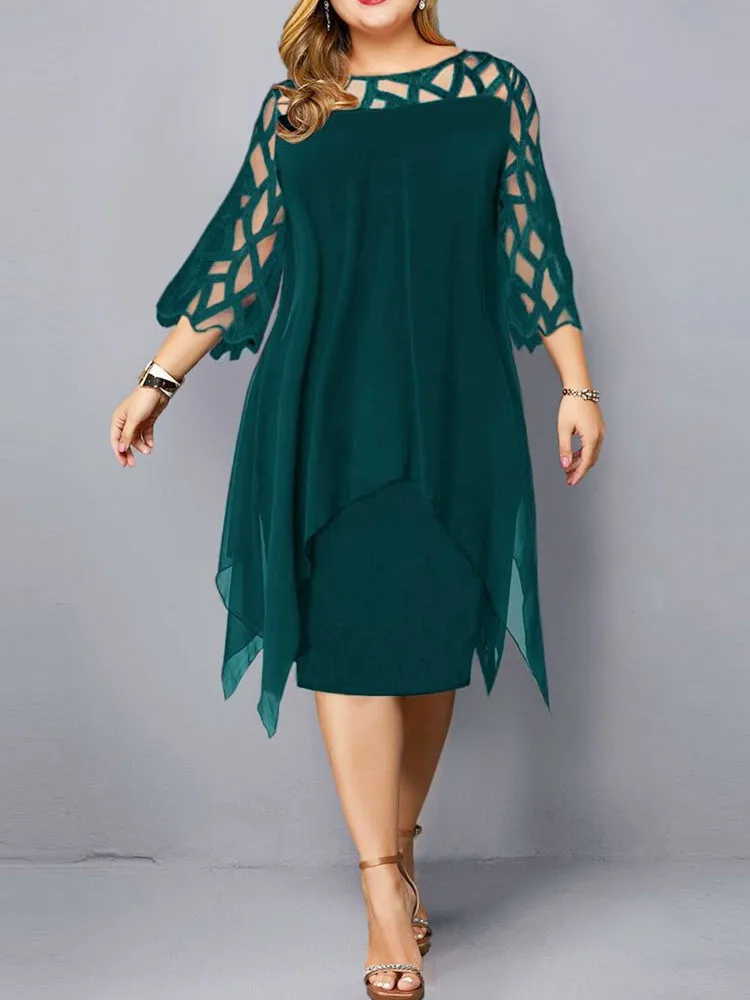 Plus Size Curvy Midi Dress - SCFUDI