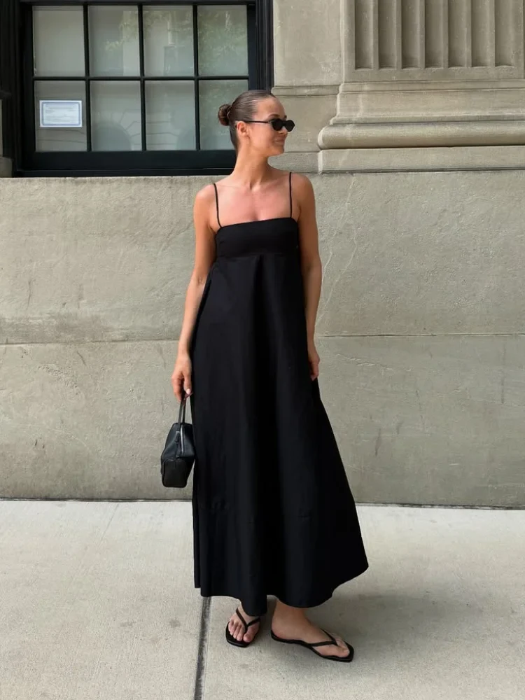 Black Backless Long Dress - SCFUDI