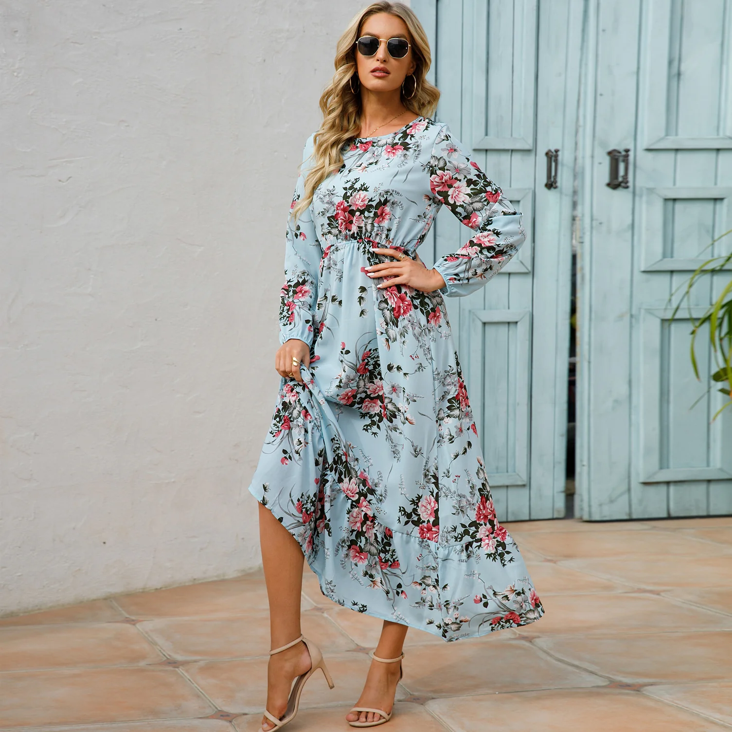Floral Bohemian Chiffon Maxi Dress - SCFUDI