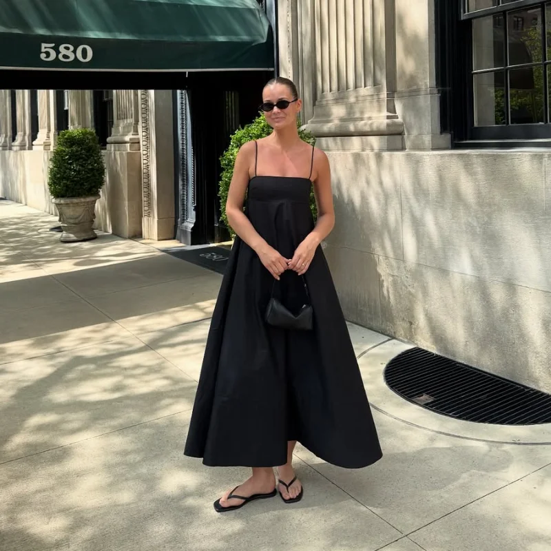 Black Backless Long Dress - SCFUDI