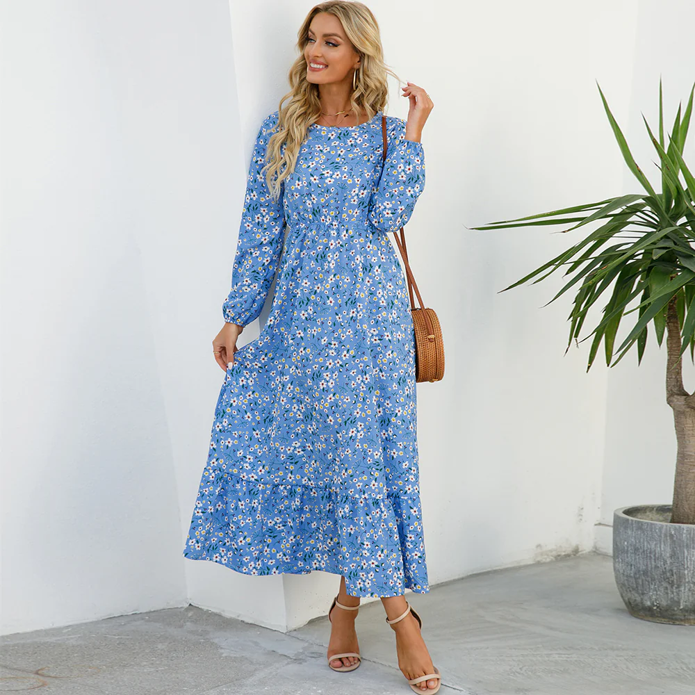 Floral Bohemian Chiffon Maxi Dress - SCFUDI
